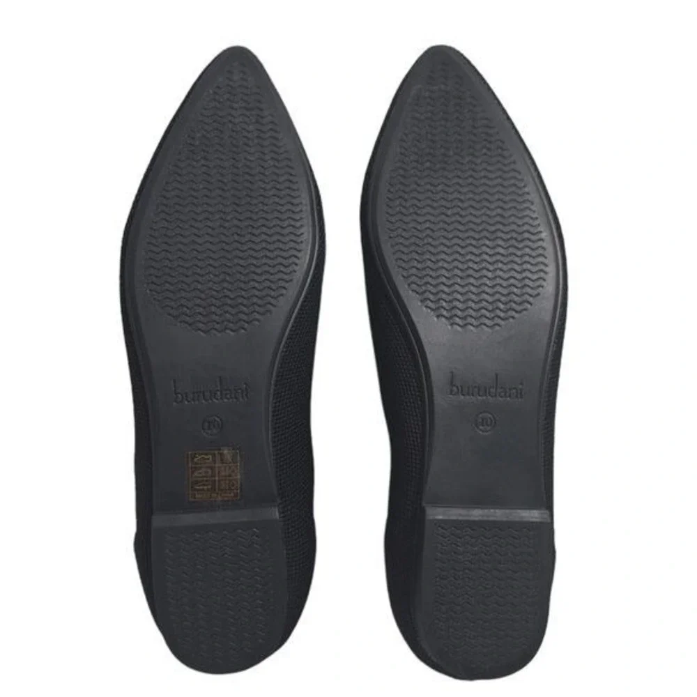 Burudani Black Knit Mary Jane Flats Women's Size 10 Comfort Slip-On Shoes Pointy